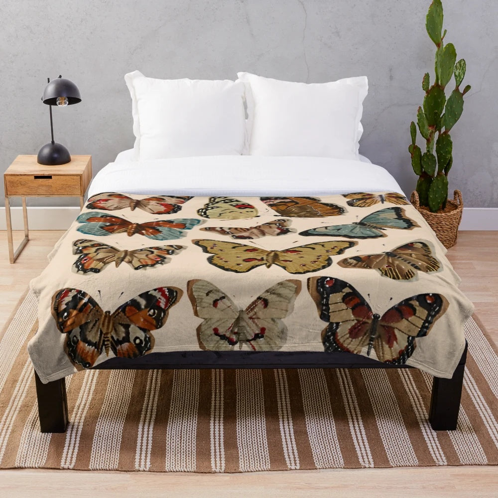 Soft and plush butterfly blanket in a colorful, spring-inspired design