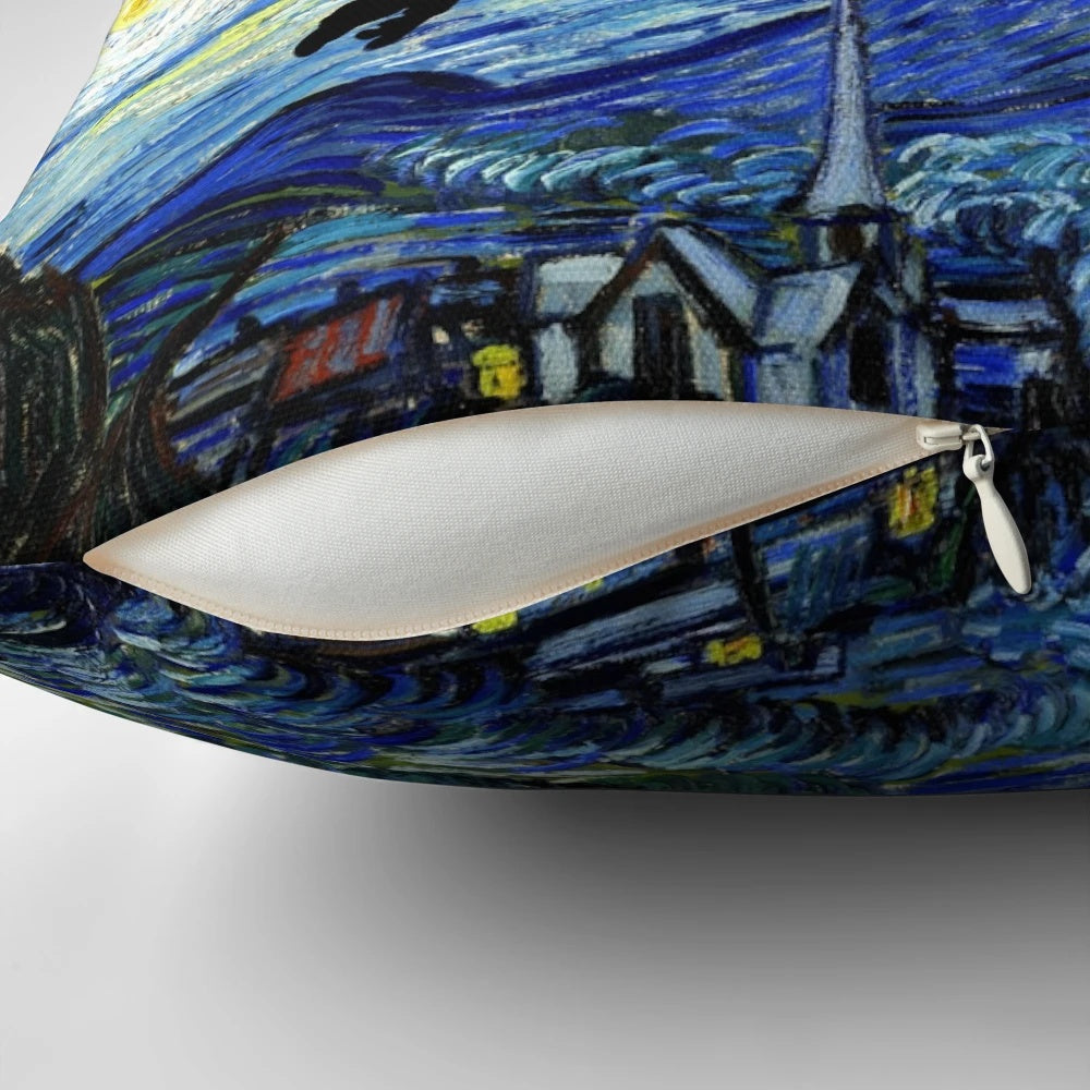Soft, plush Peter Pan-themed pillow featuring a starry night sky design, perfect for adding a touch of magic to your home decor.