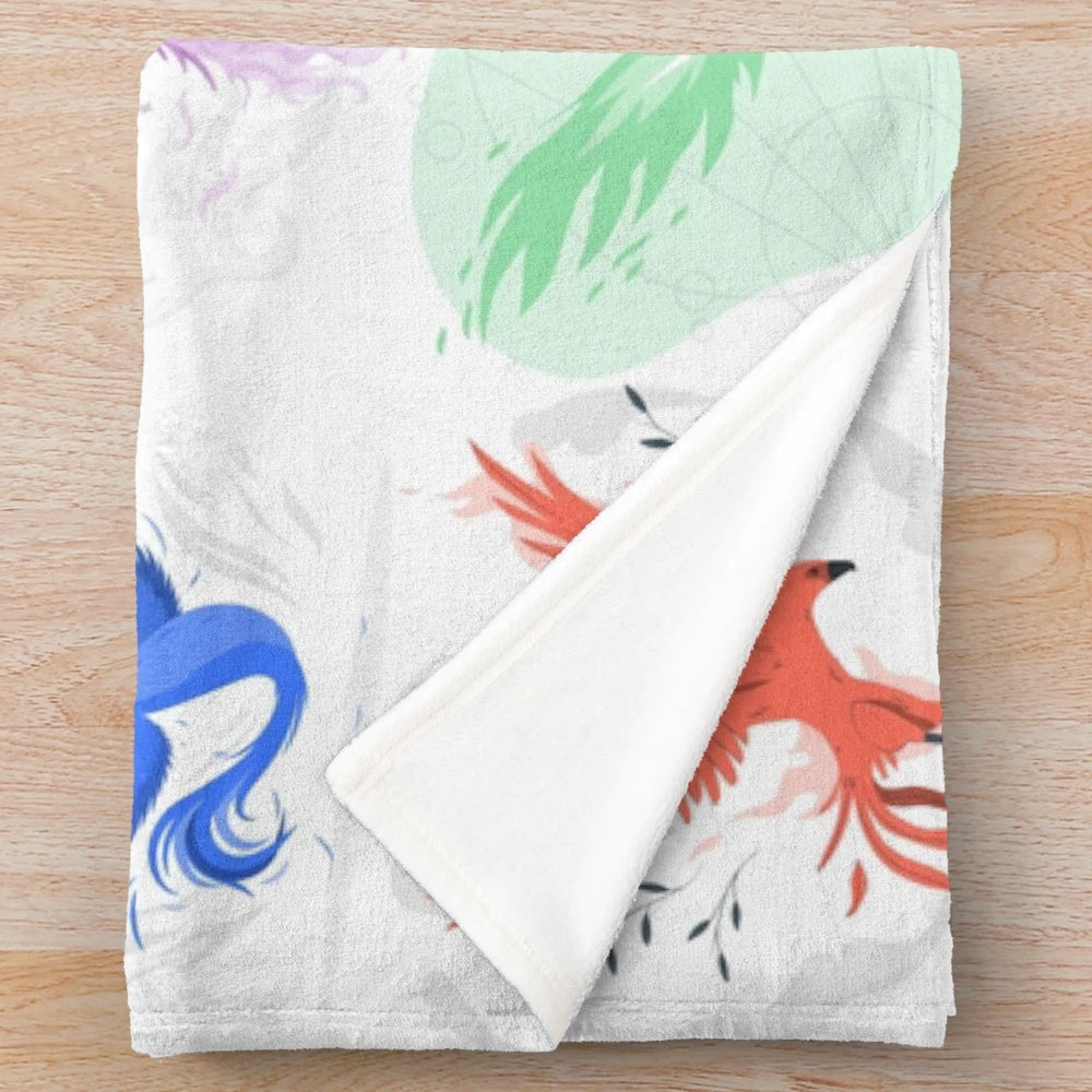 Cozy plush blanket featuring a majestic phoenix, the legendary mythical creature