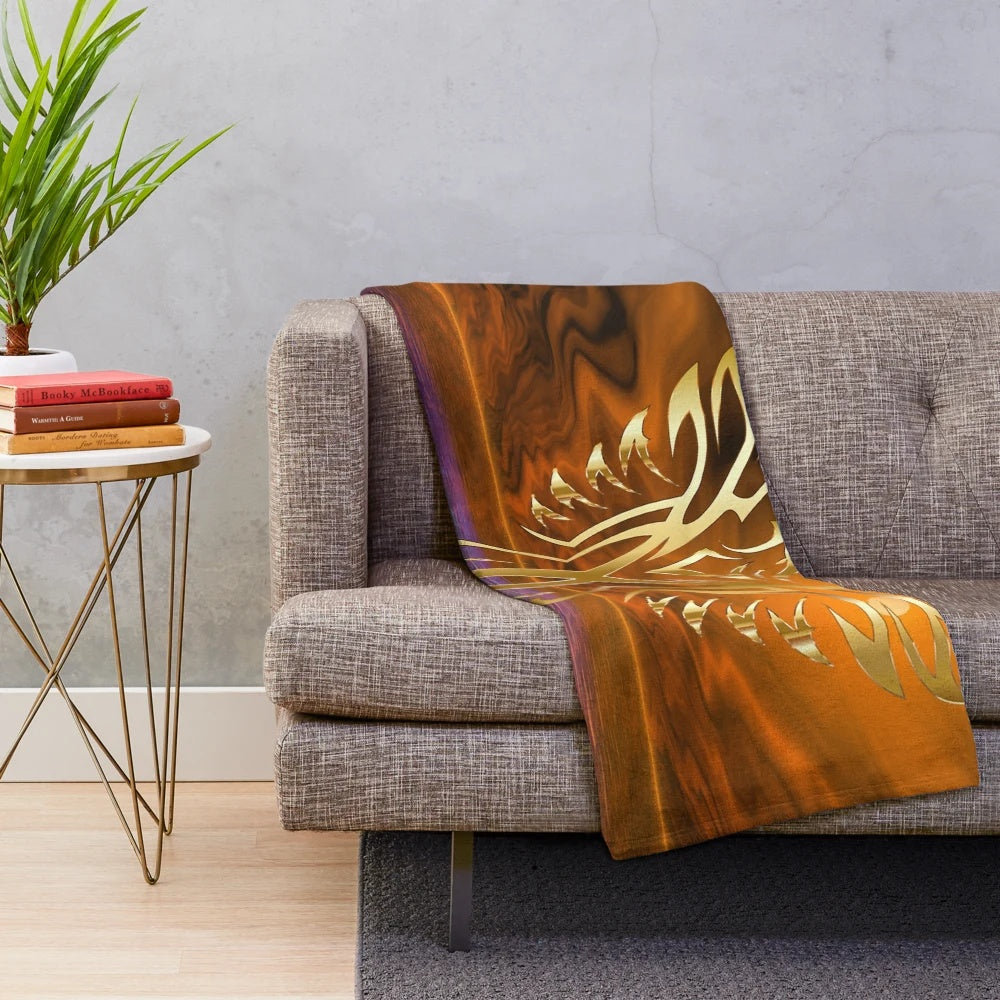 Phoenix Rising Plush Blanket with Vibrant Abstract Design