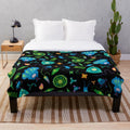 Phytoplankton plush blanket featuring intricate diatom and plankton designs