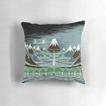 Pillow featuring a mountain path through an elven wood, inspired by the works of J.R.R. Tolkien