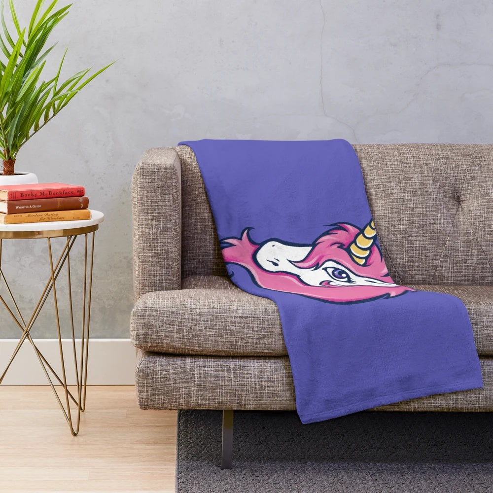 Pink unicorn plush blanket with a magical design