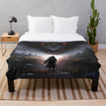 Plush fantasy blanket with enchanting forest and moon design