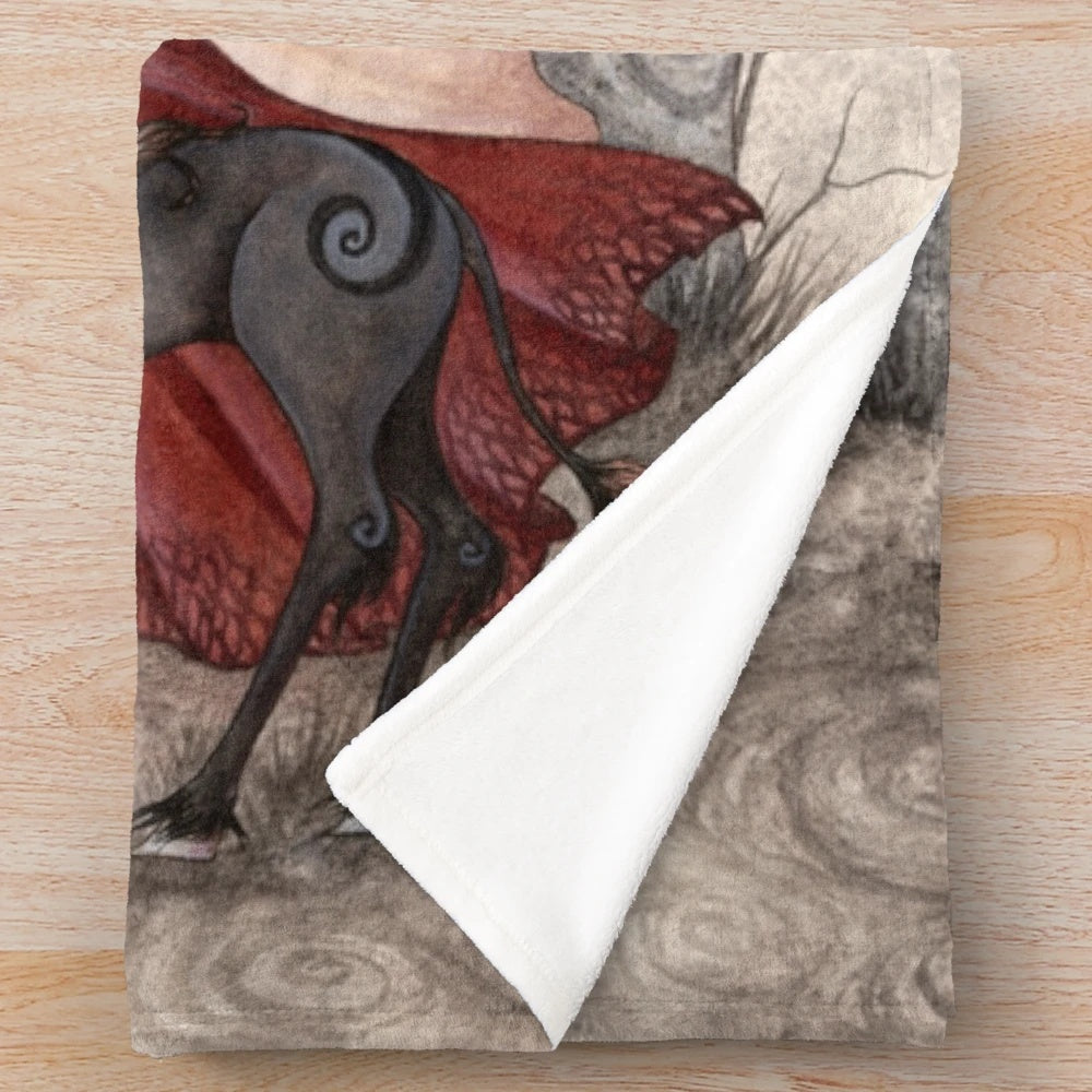 Plush blanket with fantasy art design by Amy Brown featuring mythical creatures