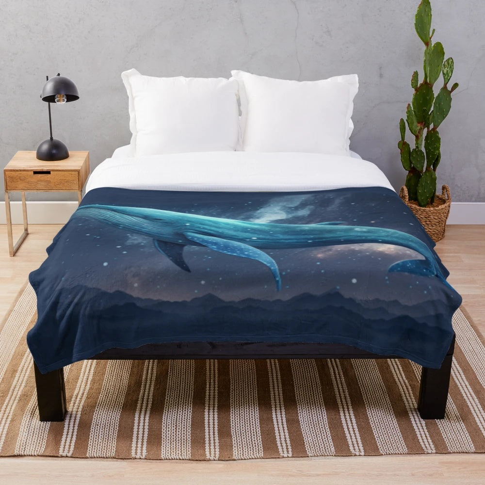 Plush blanket showcasing a variety of mythical sea creatures