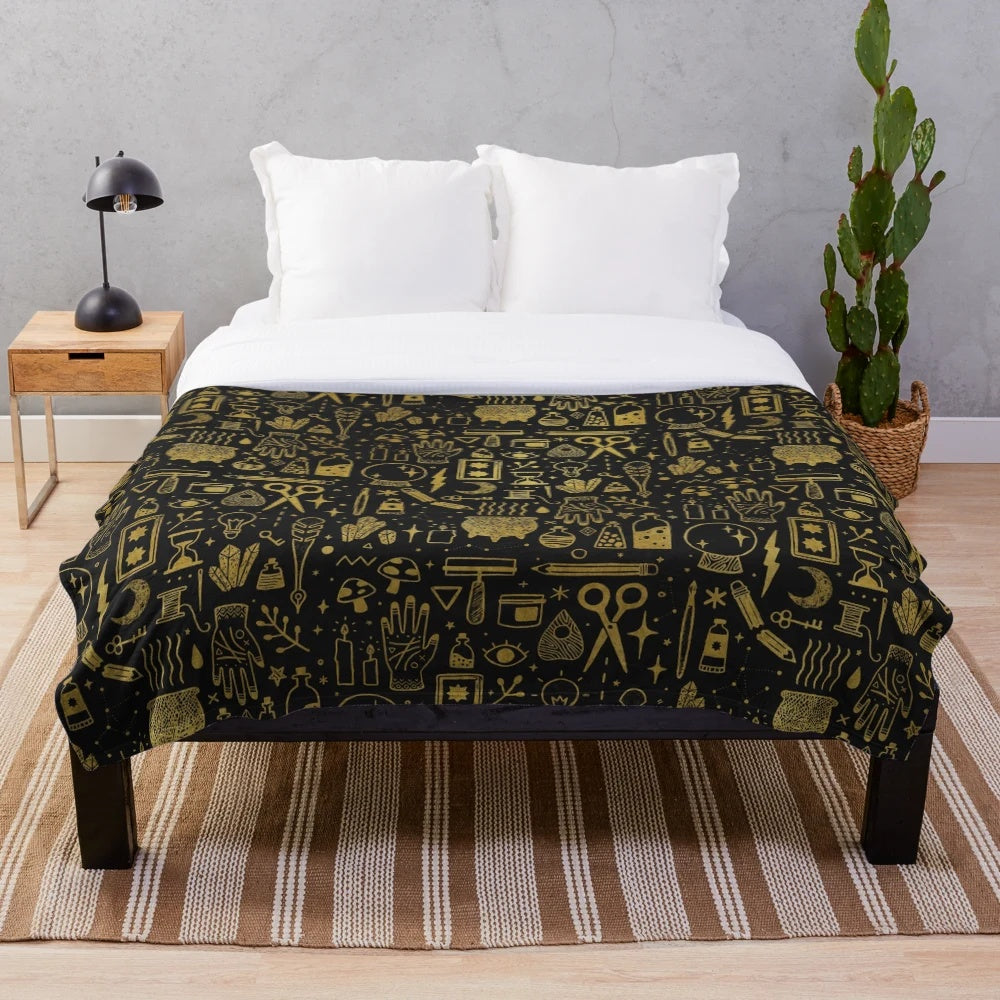 Magical plush blanket with mystical imagery
