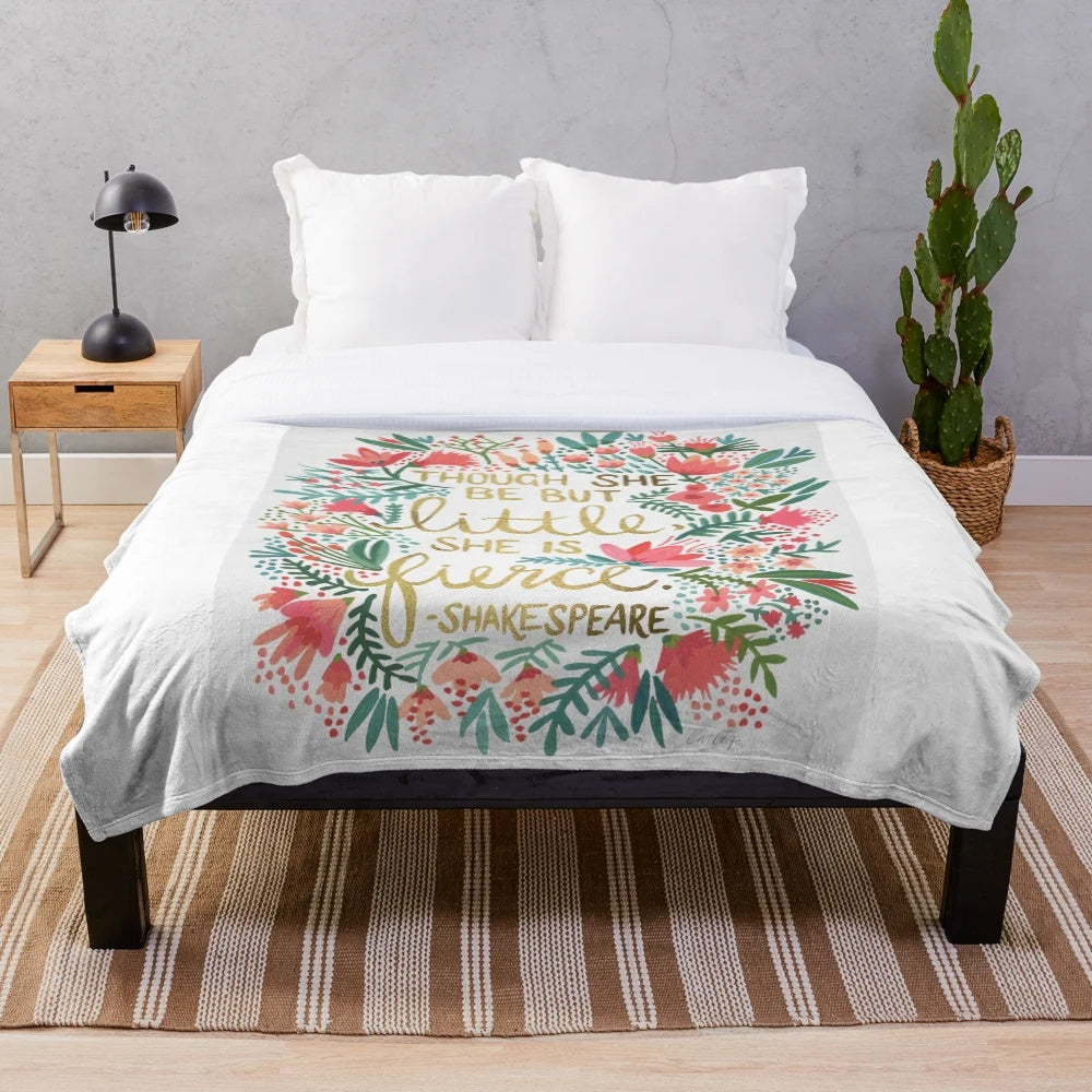 Plush blanket featuring a watercolor floral design inspired by Midsummer Night's Dream