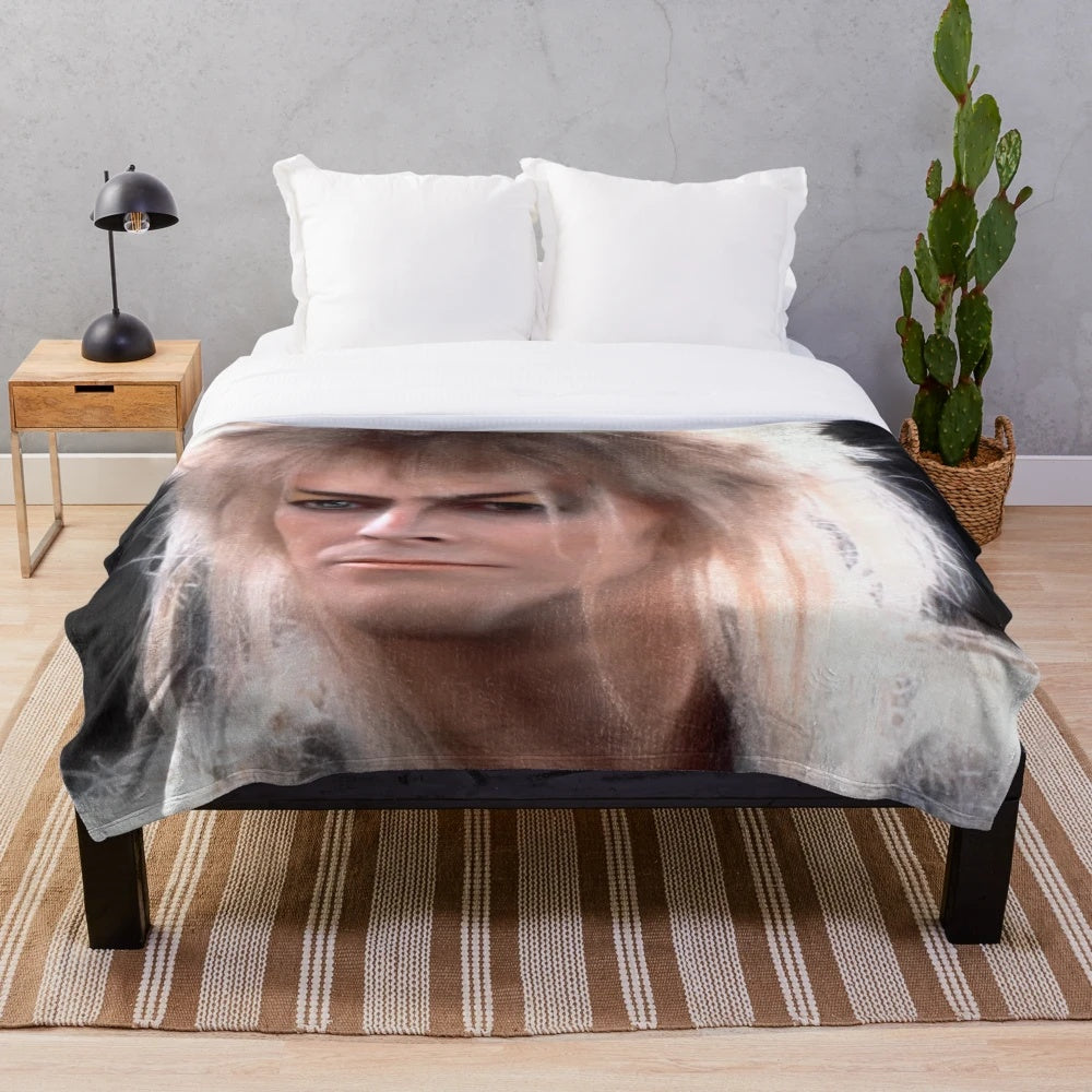 Plush blanket featuring the Goblin King from the fantasy movie Labyrinth