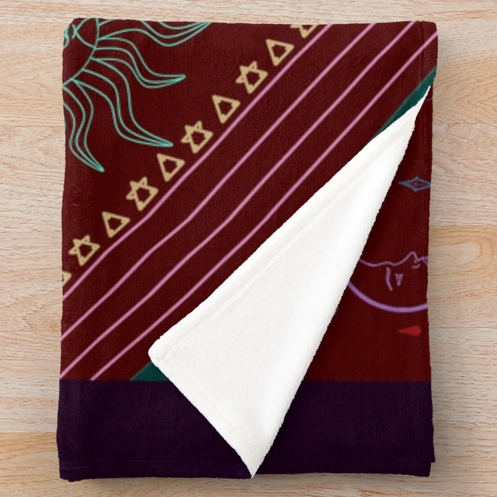 Plush blanket with intricate fantasy pattern, perfect for cosplay and dnd fans