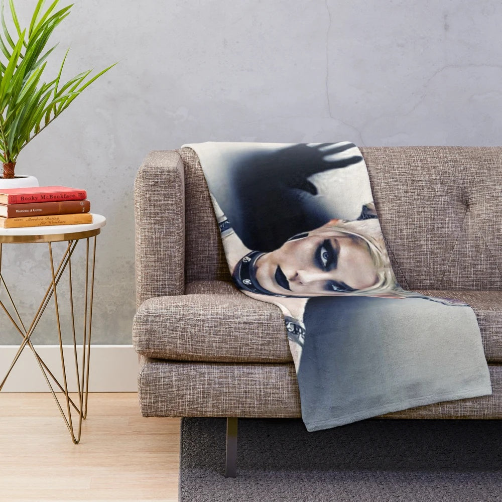 Plush blanket featuring a captivating evil stare design
