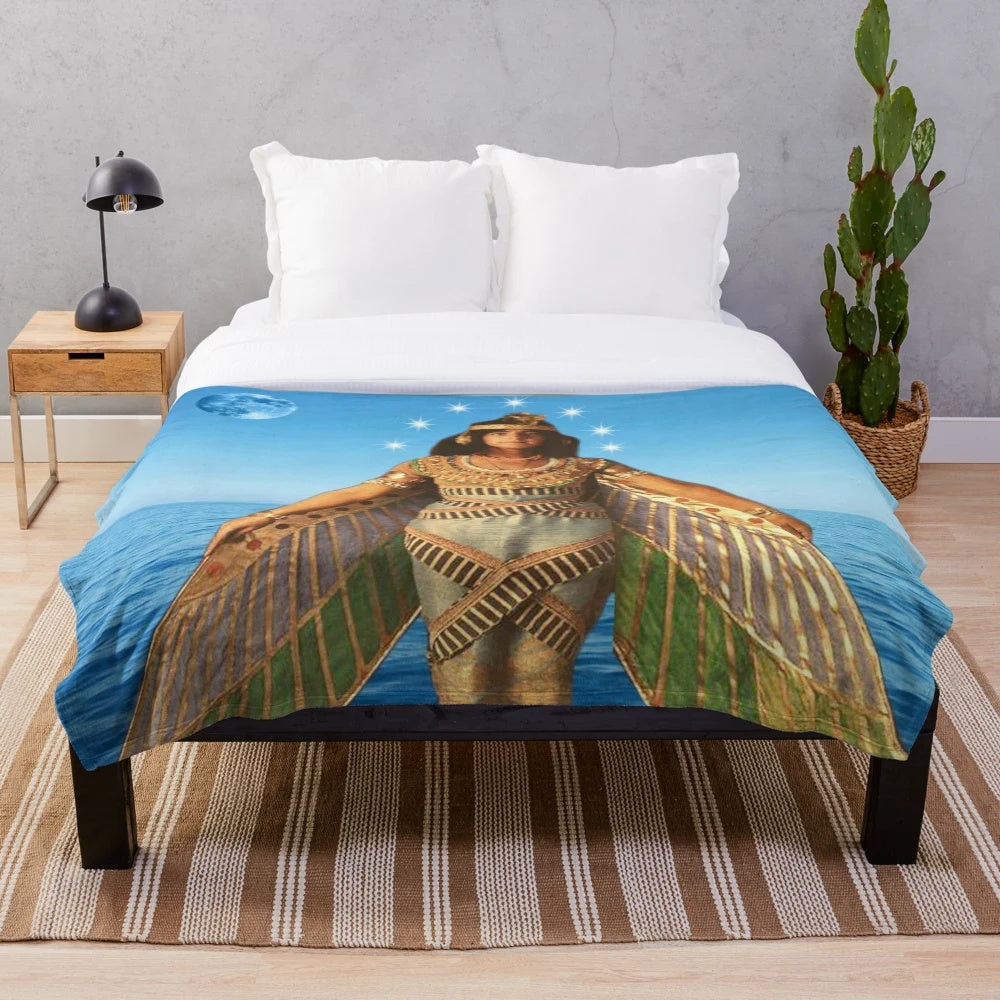 Mystical priestess plush blanket with celestial and enchanting design