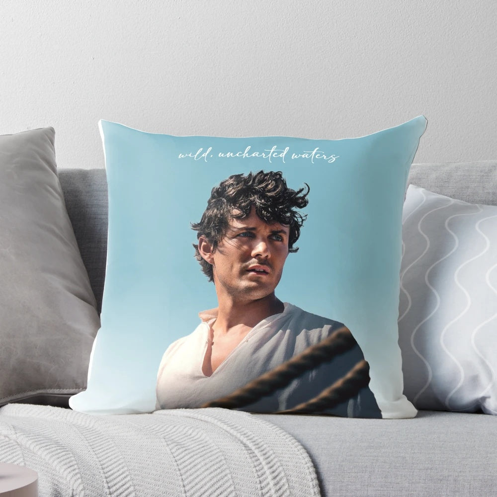 Prince Eric-inspired throw pillow with a fantasy ocean design