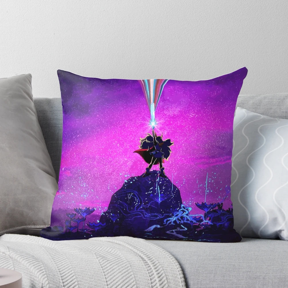 Decorative princess power pillow featuring characters from the She-Ra Netflix reboot