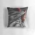 Vibrant illustration of a princess and wolves in a lush forest, printed on a soft, high-quality pillow.