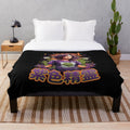Enchanting purple plush blanket featuring vibrant fantasy artwork