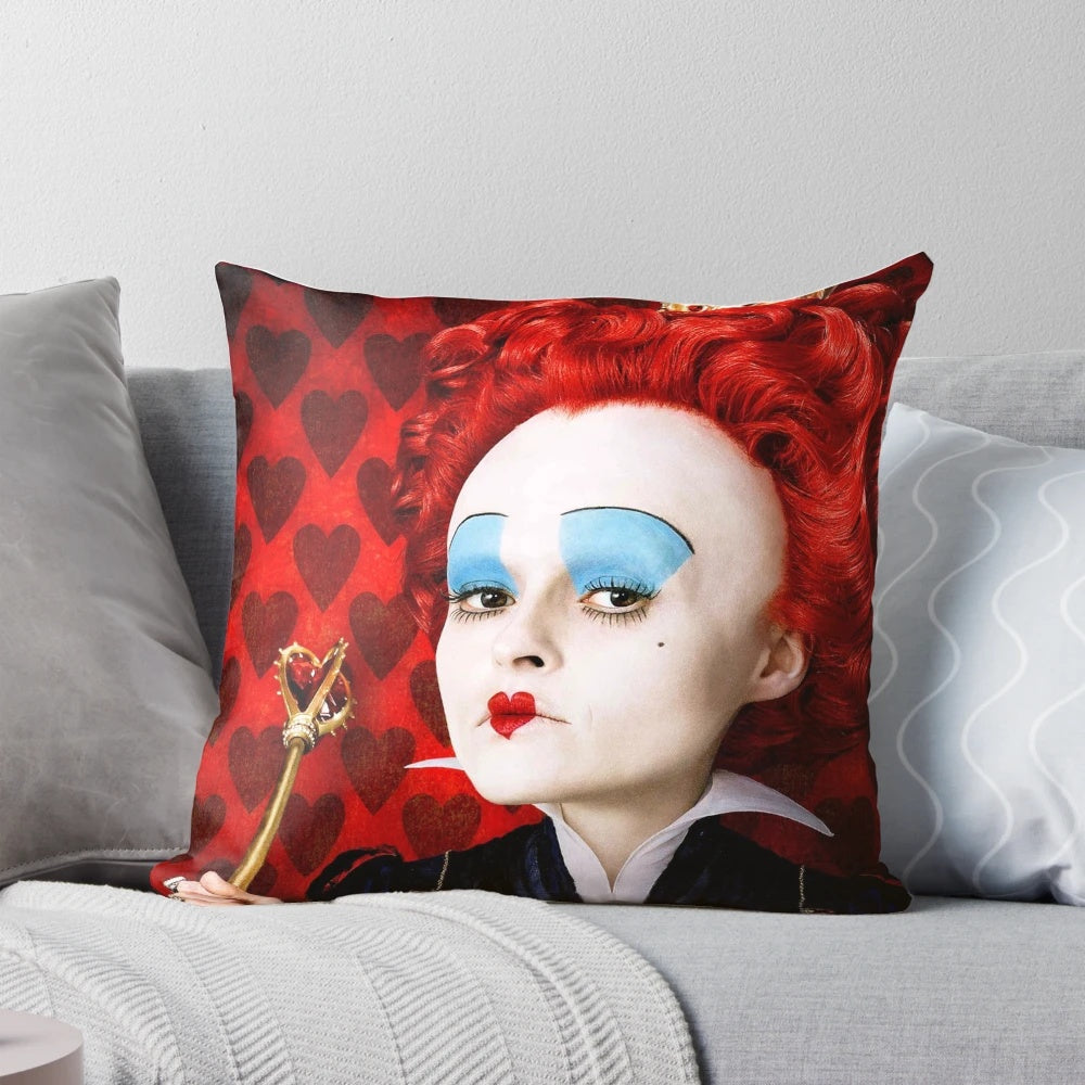 Vibrant Queen of Hearts Pillow inspired by the Tim Burton Alice in Wonderland movie