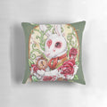Vintage-inspired Rabbit Hole Pillow featuring Alice in Wonderland and Steampunk design elements