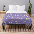 Rabbit of the Moon plush blanket with crescent moon and bunny design