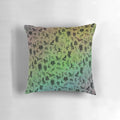 Colorful throw pillow featuring a design of various mythical creatures and cryptids in a rainbow palette.