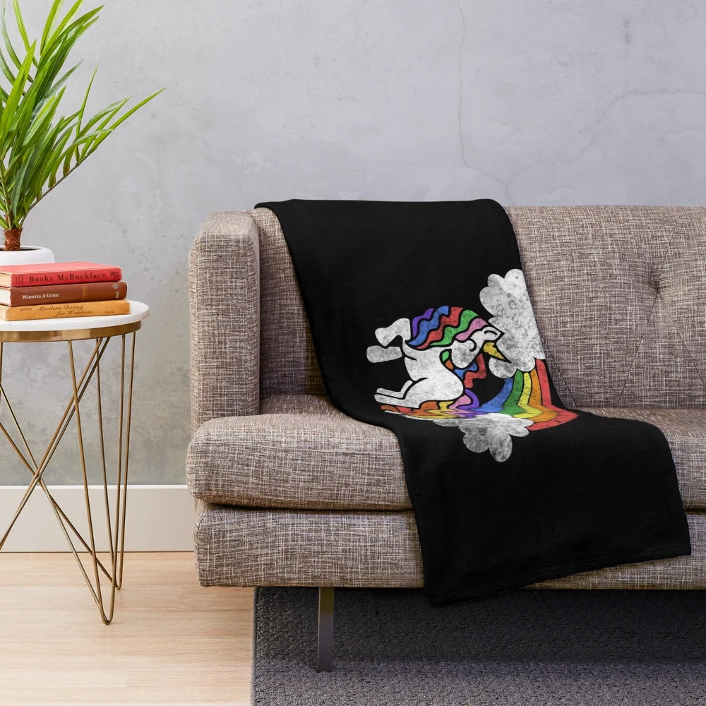 Rainbow unicorn plush blanket for soft and cozy cuddles