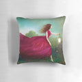 Beautifully detailed rose garden pillow with a dreamy, fantasy-inspired design by artist Christian Schloe.