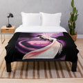 Cozy plush blanket featuring a rose moon and sakura blossom fox design