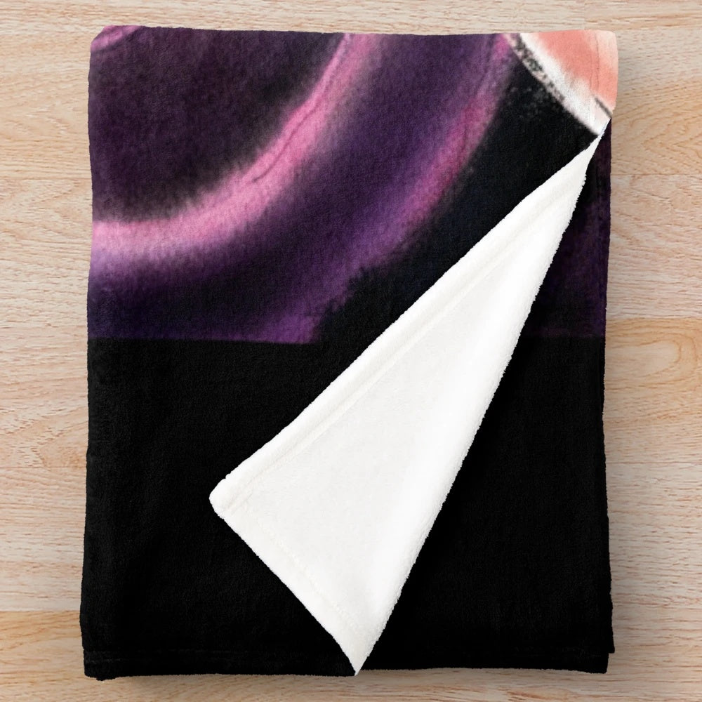 Cozy plush blanket featuring a rose moon and sakura blossom fox design