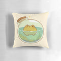 A cozy and whimsical round frog potion pillow, perfect for adding a touch of fantasy to any room.