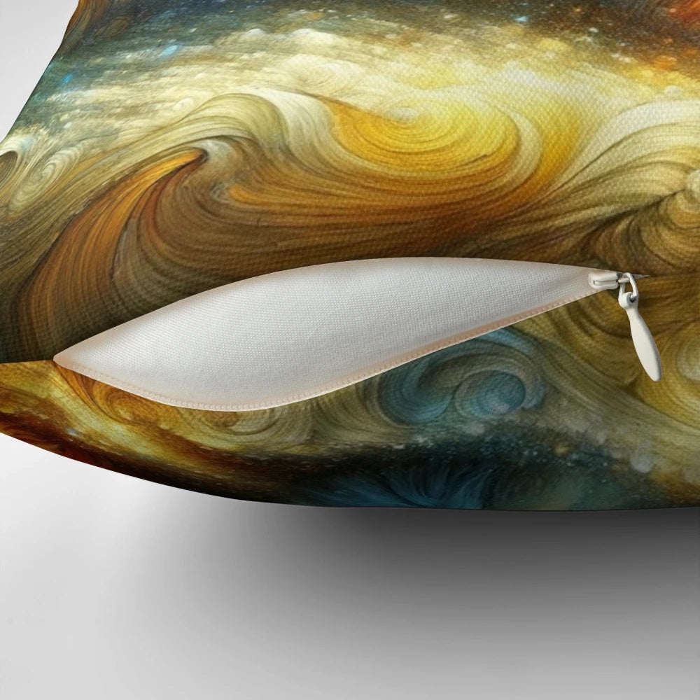 Soft, plush pillow featuring a serene sacred birman cat against a starry, cosmic backdrop