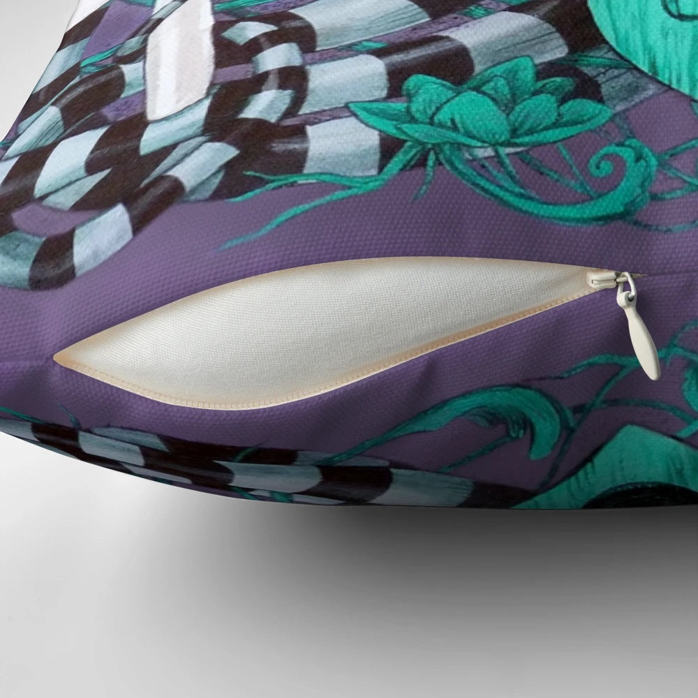 Pillow with a ghostly cat image, perfect for a spooky seance