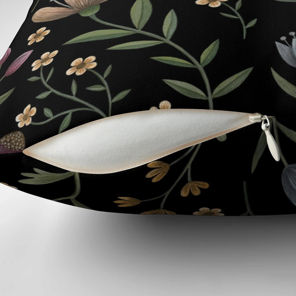 Luxurious secret garden-themed floral pattern pillow