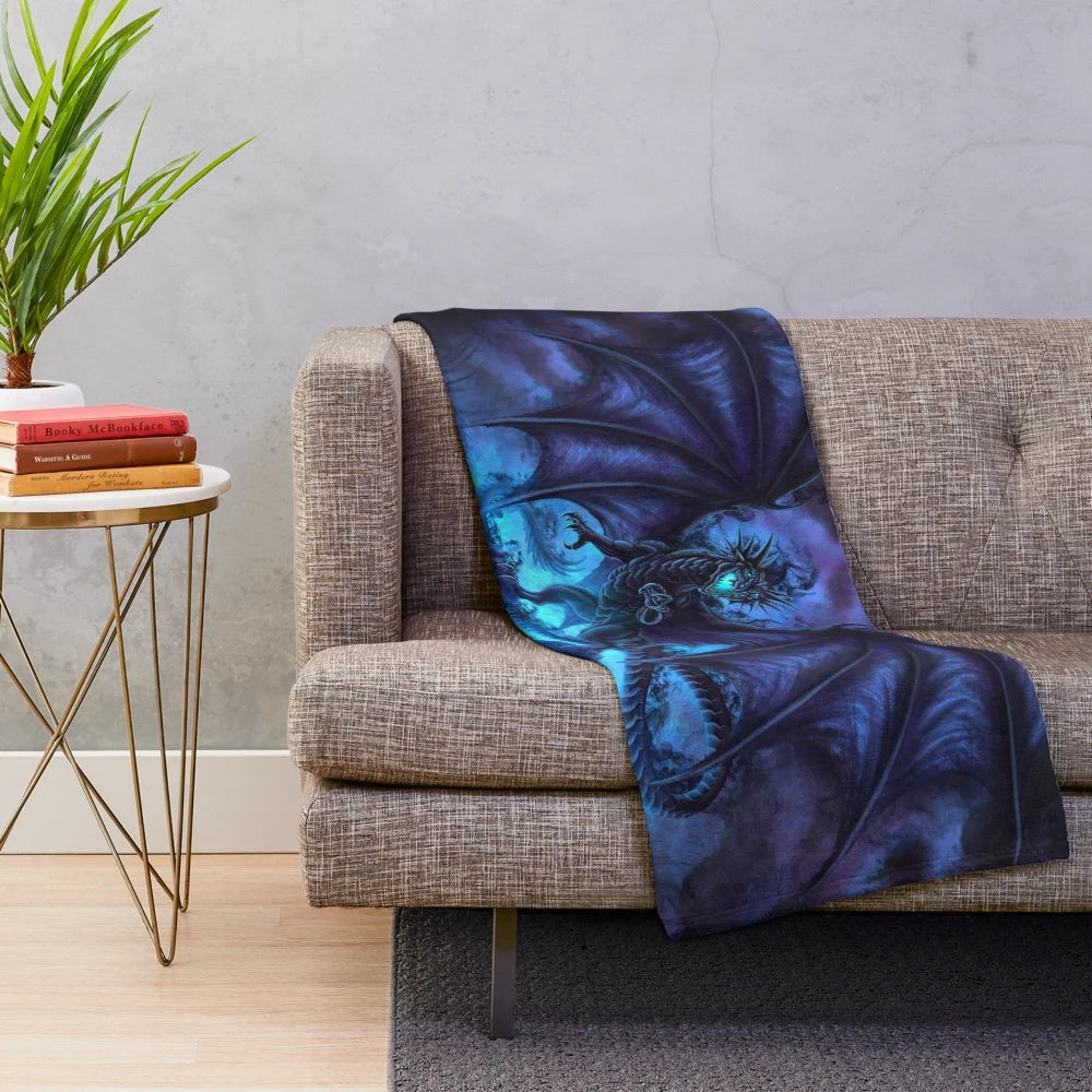 Shadow dragon plush blanket with dark fantasy design