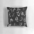 Silver runes decorative pillow featuring characters from The Mortal Instruments series