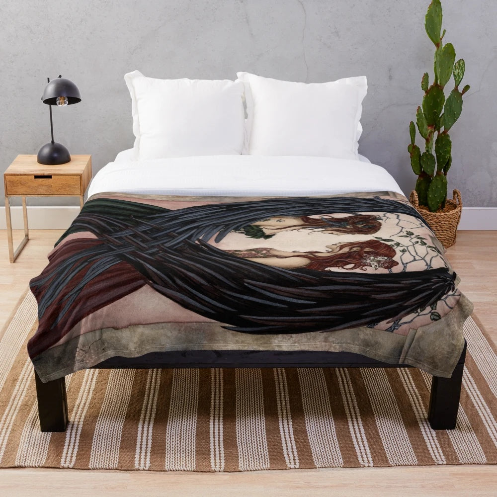 Ethereal sisters plush blanket featuring a fantasy inspired artwork