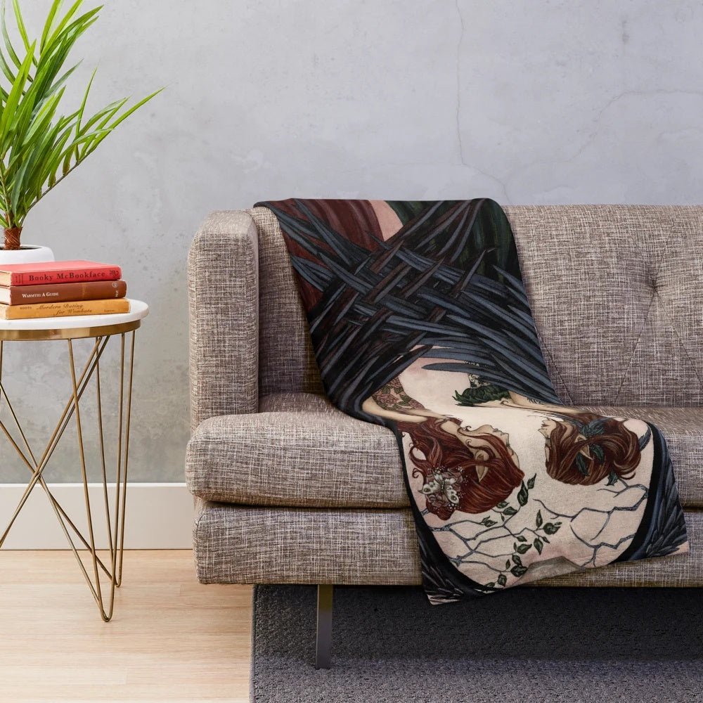 Ethereal sisters plush blanket featuring a fantasy inspired artwork