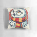 Soft and cozy snowy owl-themed decorative pillow with magical bird design