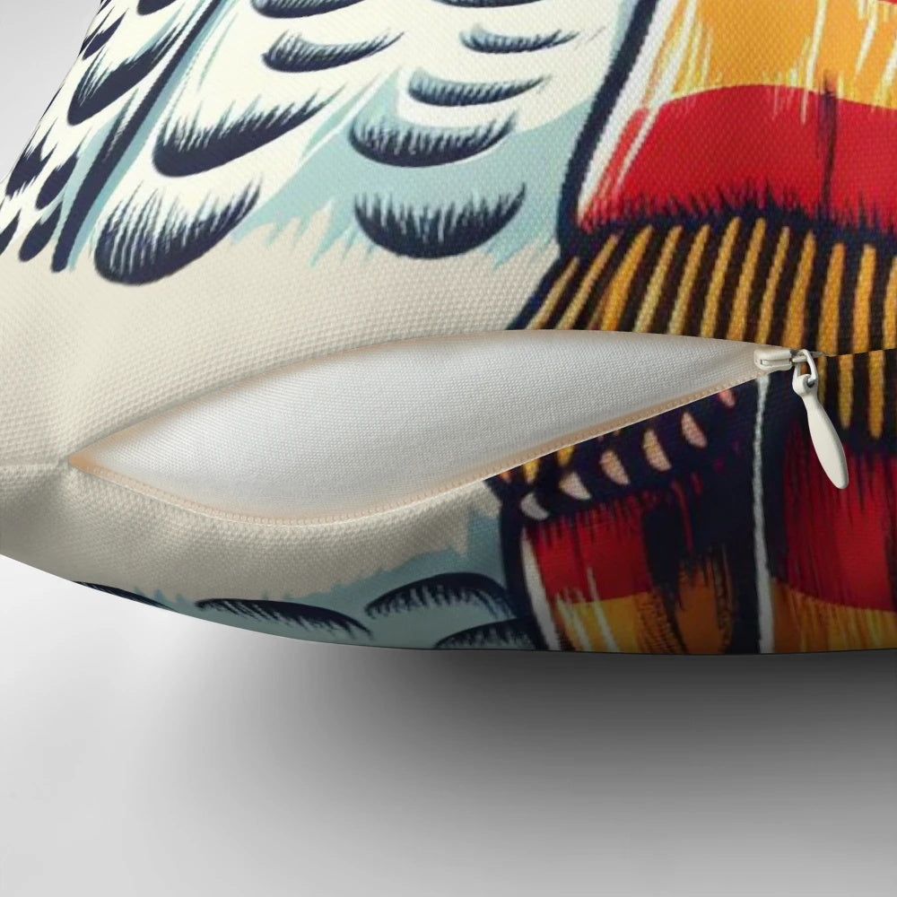 Soft and cozy snowy owl-themed decorative pillow with magical bird design