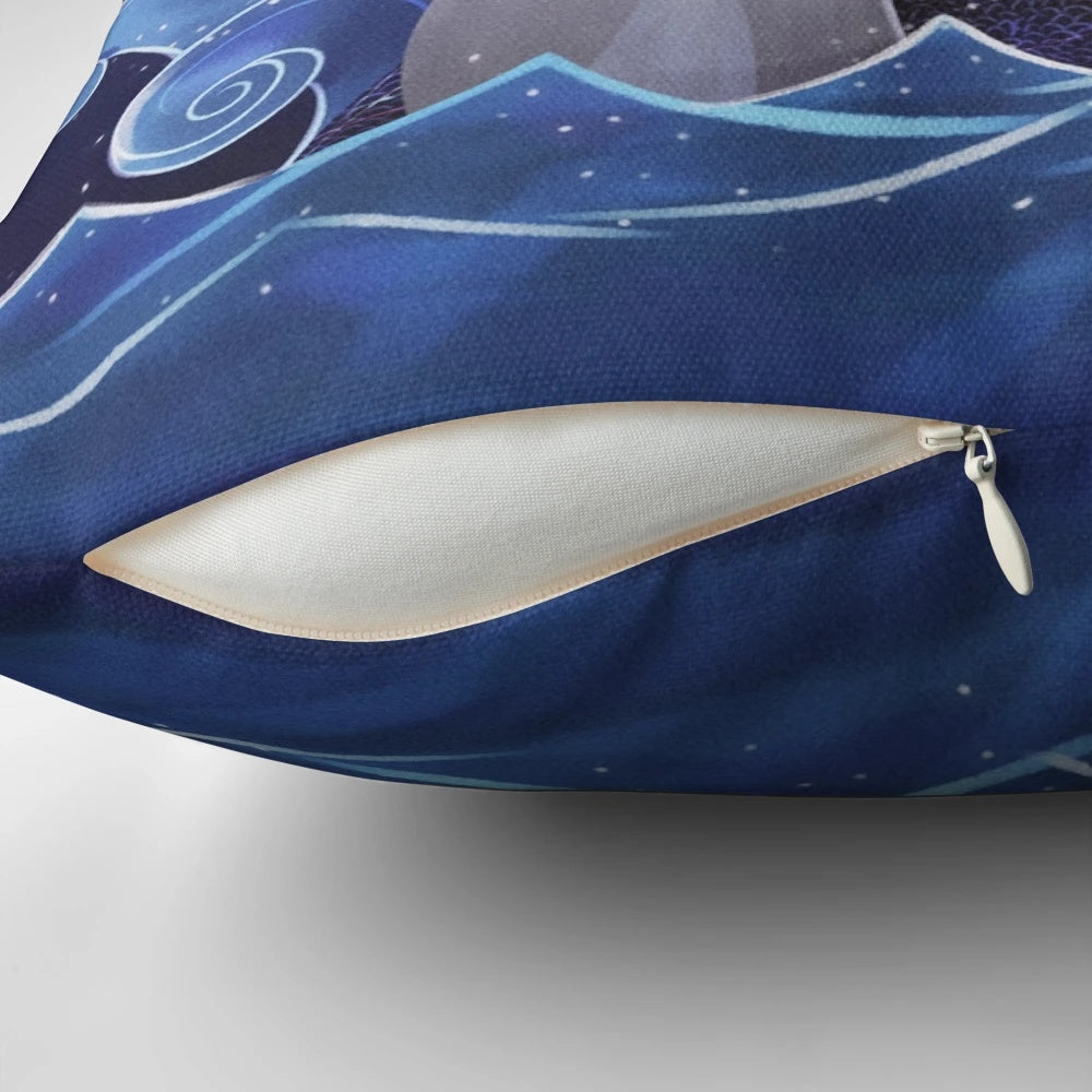 Decorative Song of the Sea throw pillow with a beautiful ocean and selkie design