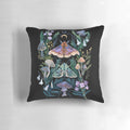 Sphinx moth mushroom pillow with whimsical floral and botanical design