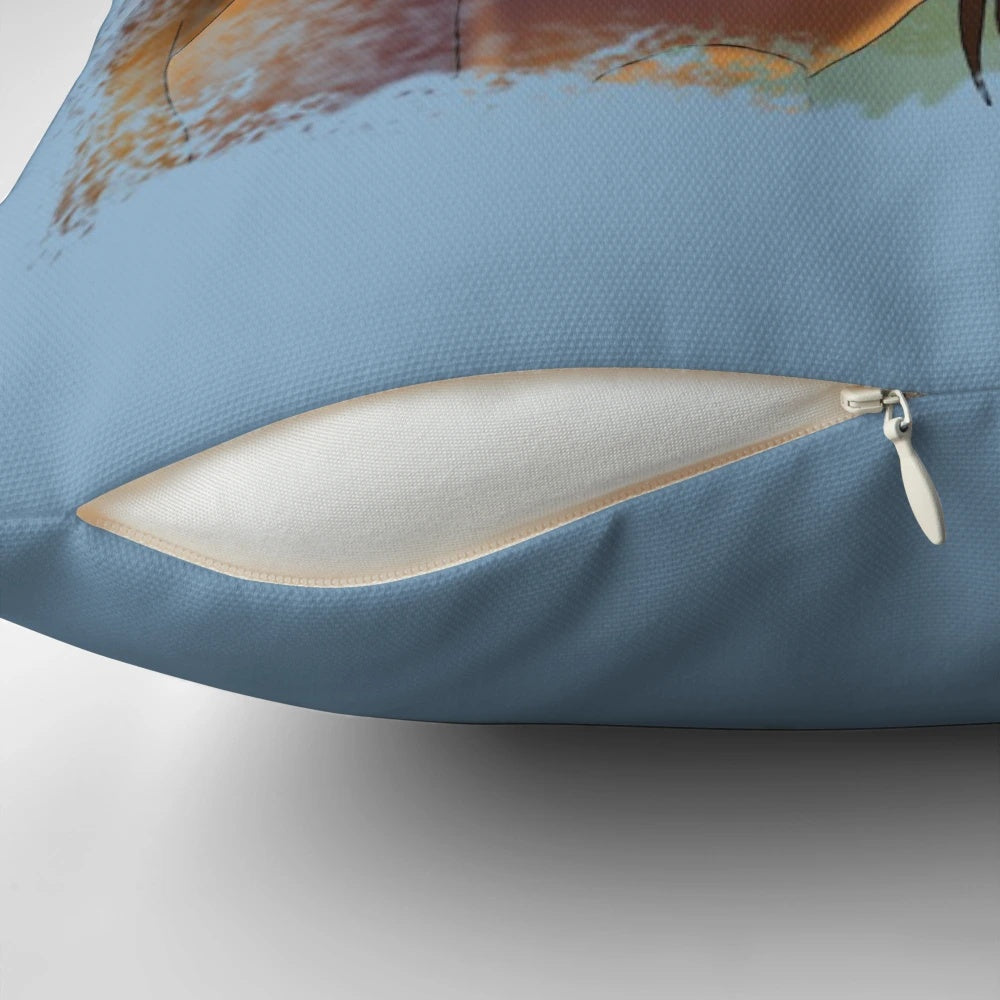 Beautifully designed "Spirit and Rain" inspired decorative pillow featuring horses and nature imagery.