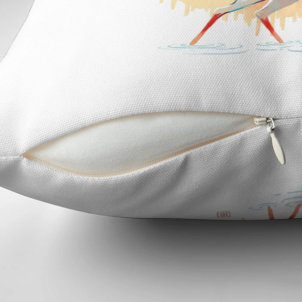 Whimsical spring pillow featuring a deer in a floral fantasy landscape