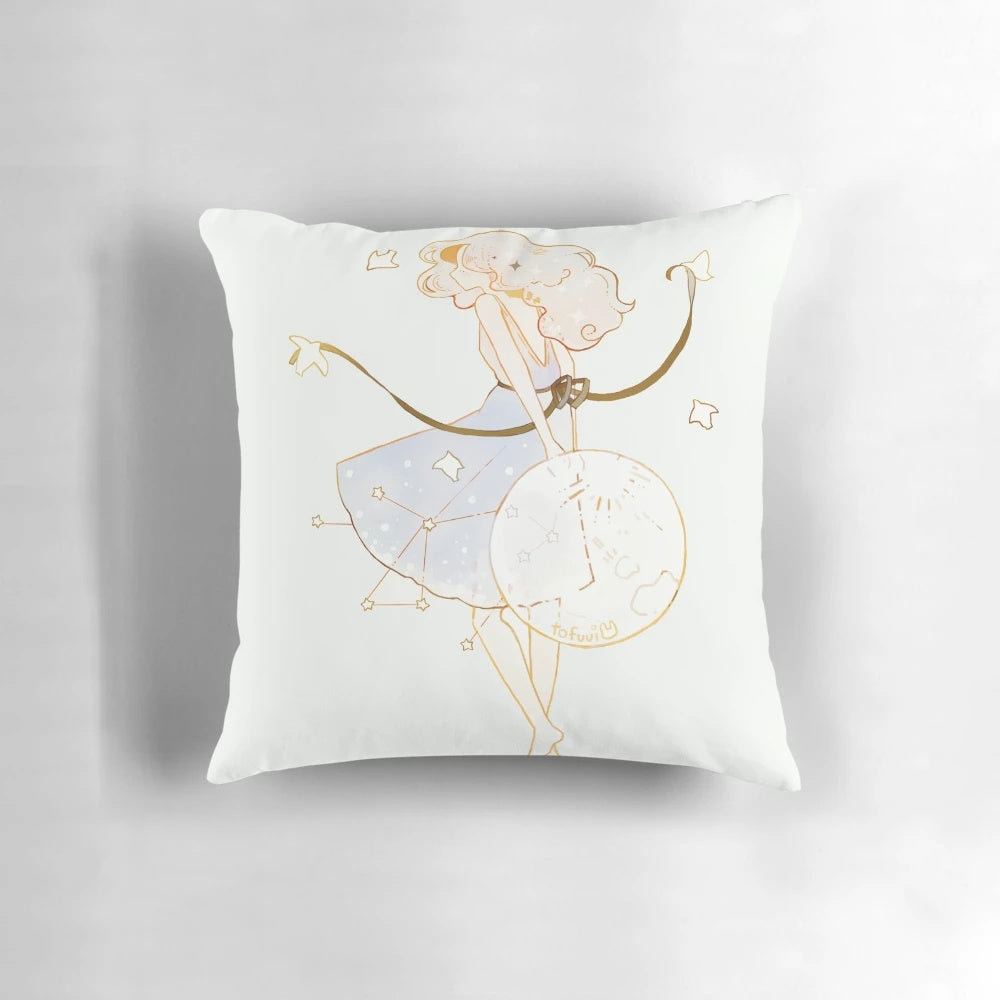 Soft, floral-patterned pillow with a serene spring moon design, perfect for adding natural beauty to any bedroom or living space.