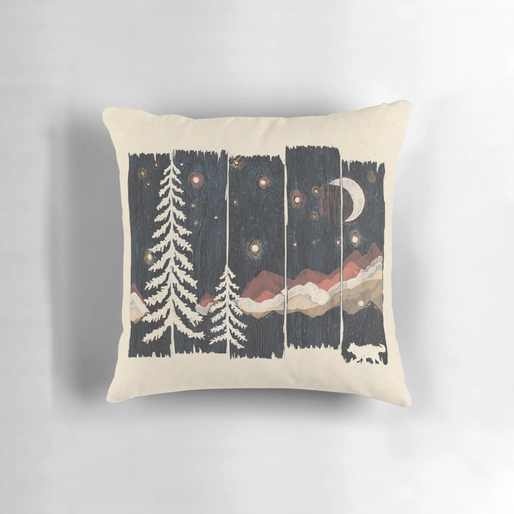 Cozy Starry Night Mountain Landscape Pillow for Peaceful Decor