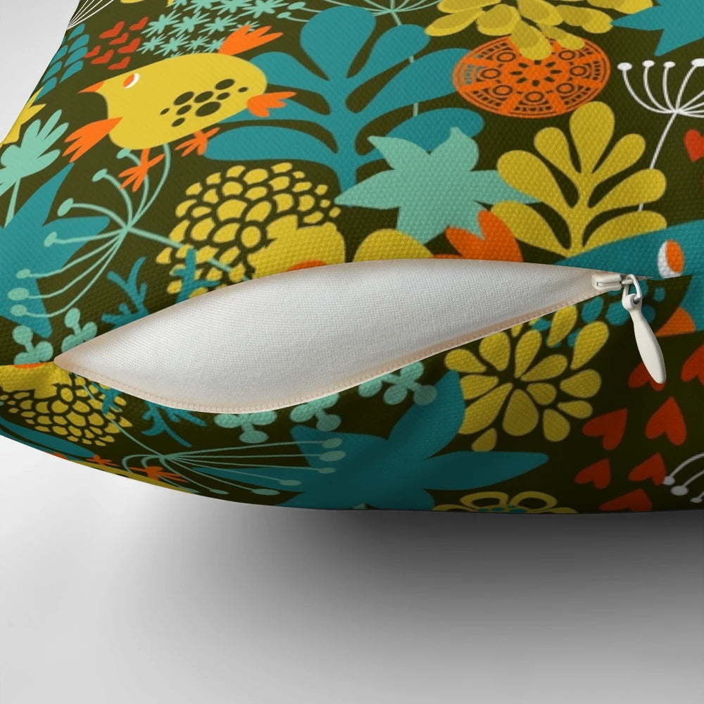 Beautifully crafted decorative pillow with a summer romance-inspired design, featuring a nature-themed floral pattern.