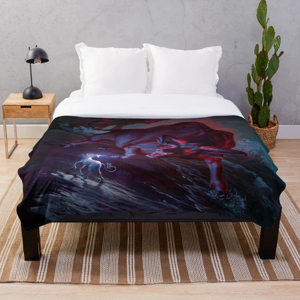 The Last Unicorn inspired plush blanket featuring a magical unicorn