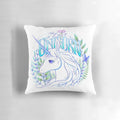 Colorful "The Last Unicorn" inspired pillow with a whimsical unicorn design