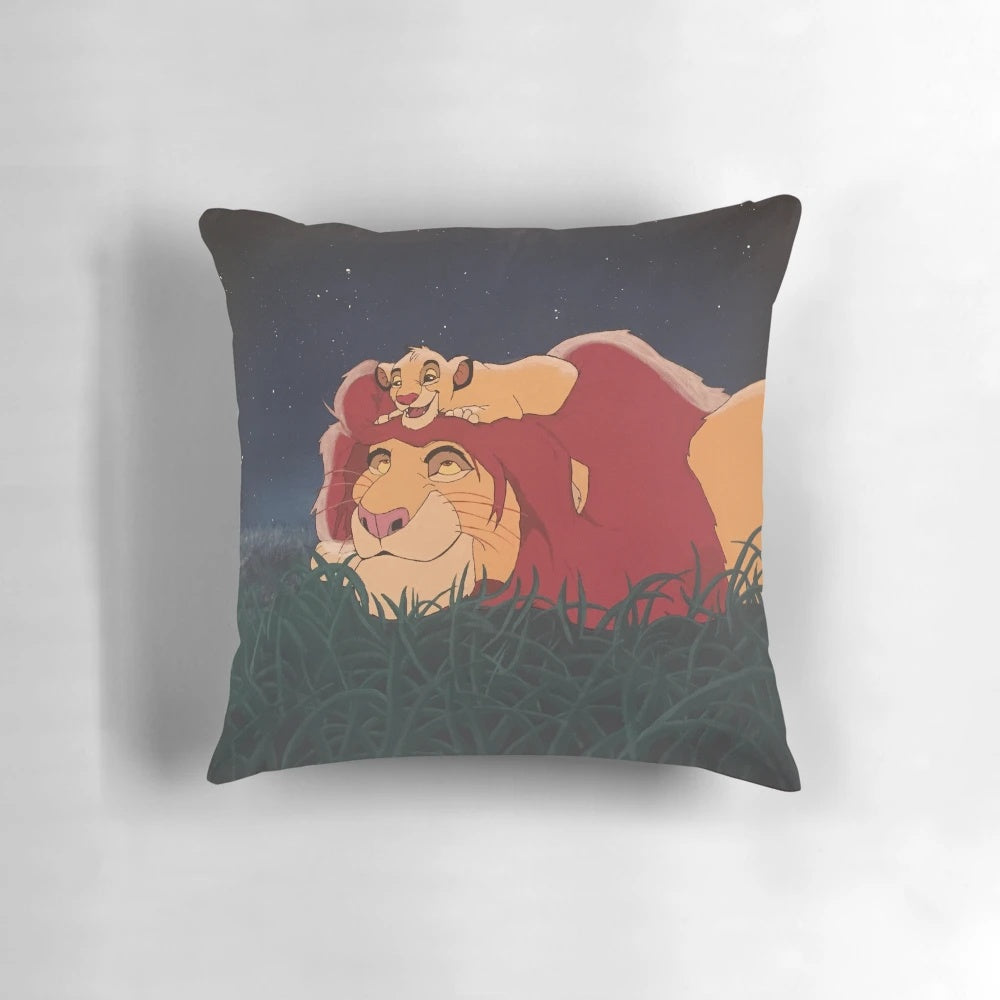 Soft, plush pillow featuring Mufasa and Simba from the classic Disney film "The Lion King"