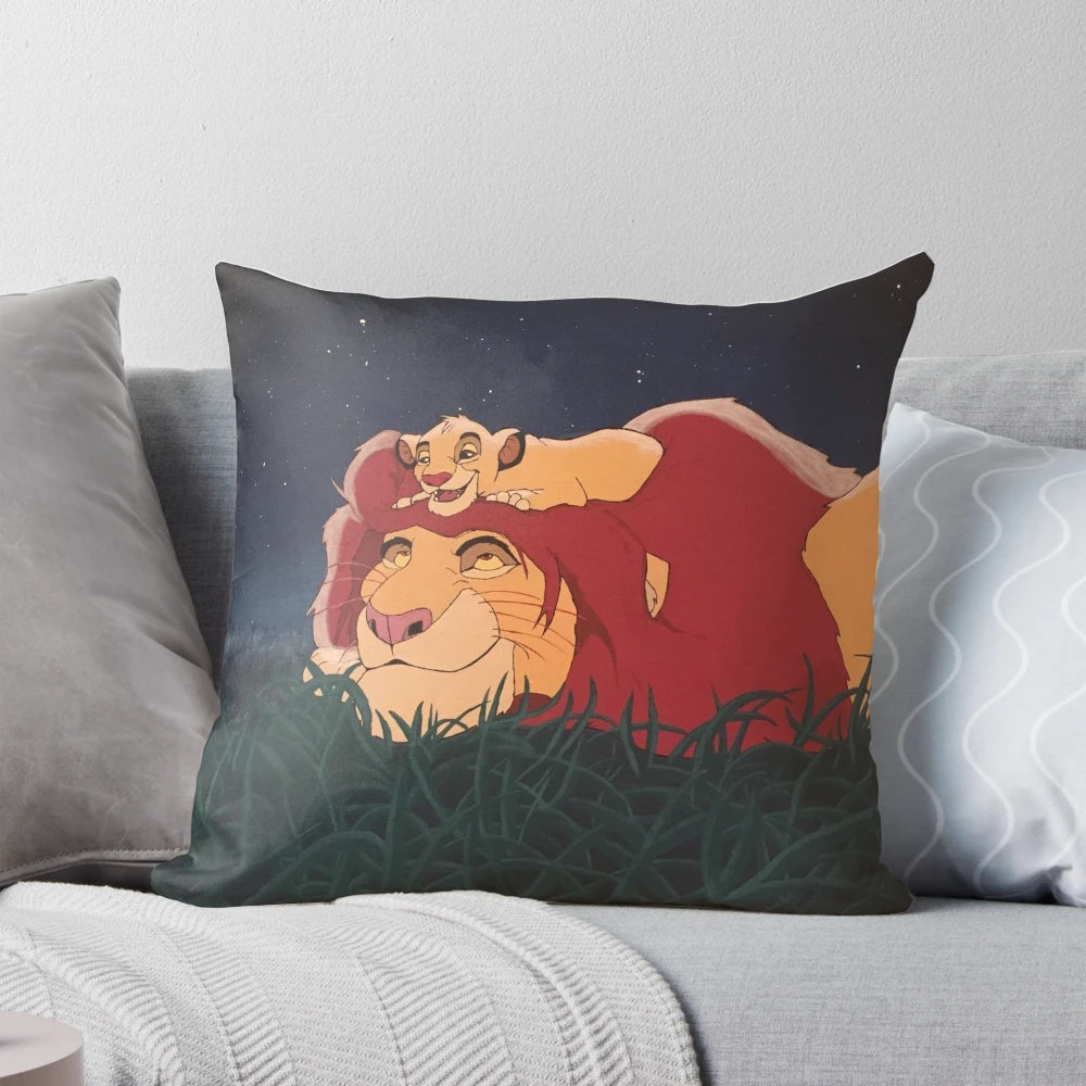 Soft, plush pillow featuring Mufasa and Simba from the classic Disney film "The Lion King"