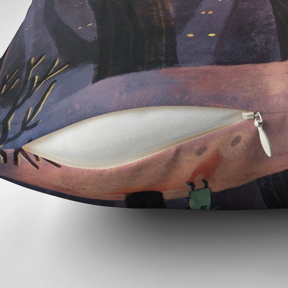 Cozy "The Lion, The Witch and The Wardrobe" themed pillow featuring characters from the Chronicles of Narnia fantasy series